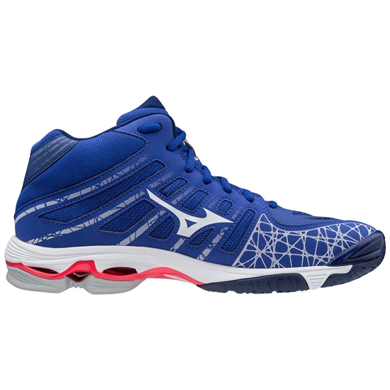 Blue / White / Pink Mizuno WAVE VOLTAGE MID Women's Volleyball Shoes | OKU-864507