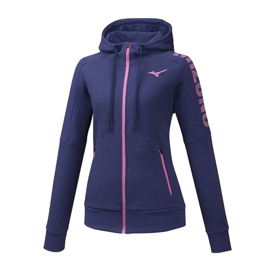 Navy Mizuno Heritage Zip Women's Hoodie | OXJ-928176