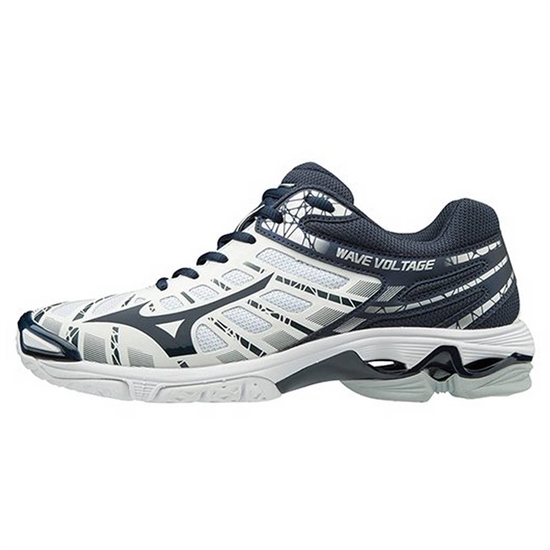 White / Navy Mizuno Wave Voltage Women's Volleyball Shoes | GEU-706524