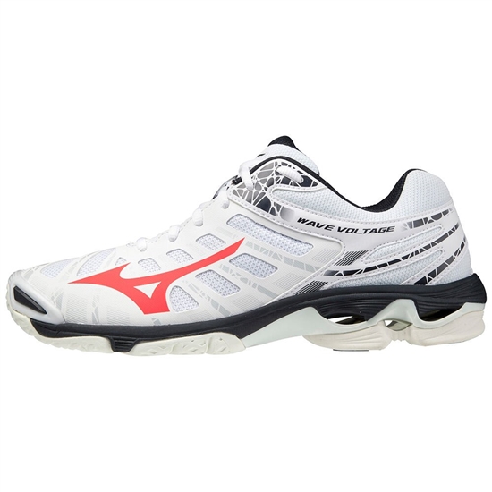 White / Red Mizuno Wave Voltage Women's Volleyball Shoes | JBX-756084
